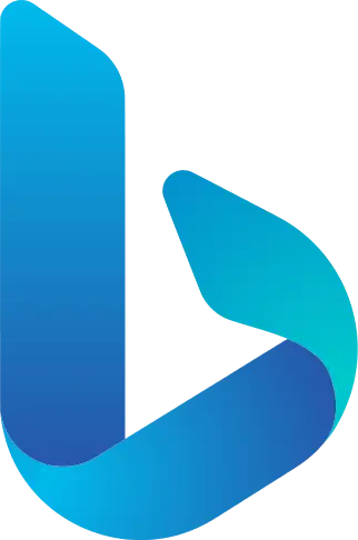 a blue and black logo for Bing